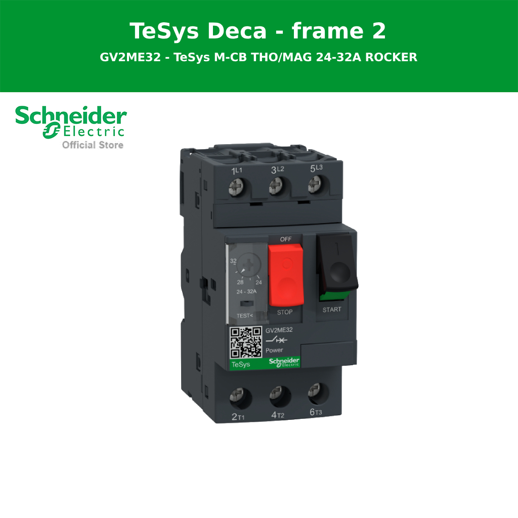 Schneider Electric Motor circuit breaker Tesys Deca,3P,24 to 32A, thermal magnetic,screw clamp termi