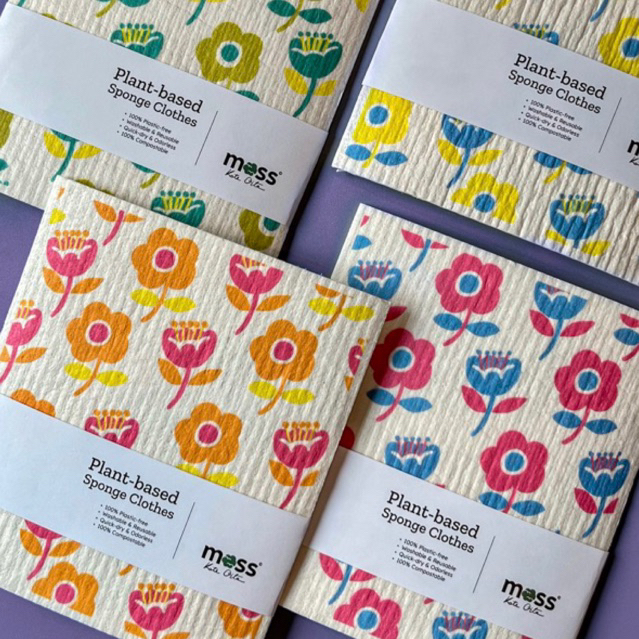plant based sponge cloth ผ้าฟองน้ำเช็ดจานย่อยสลายได้ 100% ลายดอก