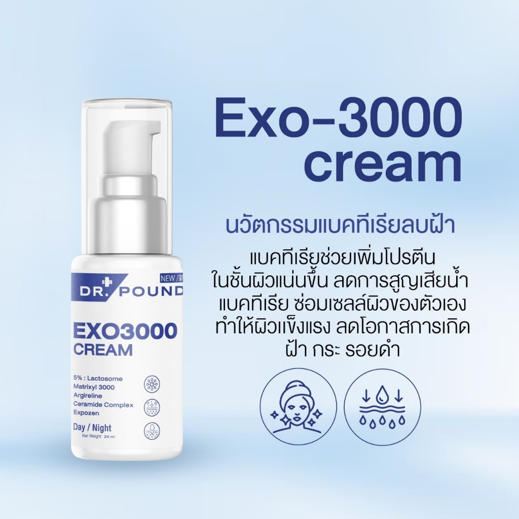 [1 ขวด]EXO3000 ครีมหน้าสดสูตรแพทย์ 24ml by DR.POUND
