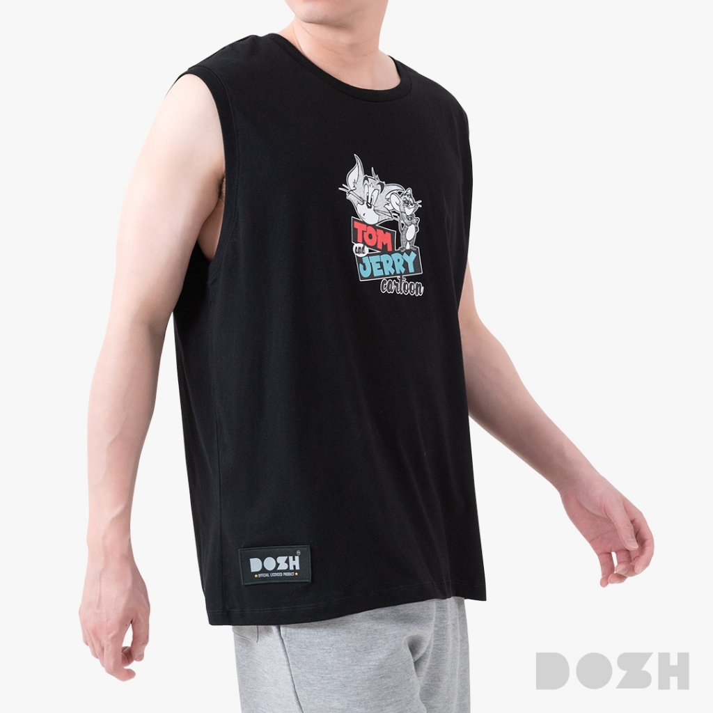 DOSH MEN'S TANK TOP TOM AND JERRYเสื้อยืดคอกลม แขนกุด DTJMT5007-BL (S-2XL)