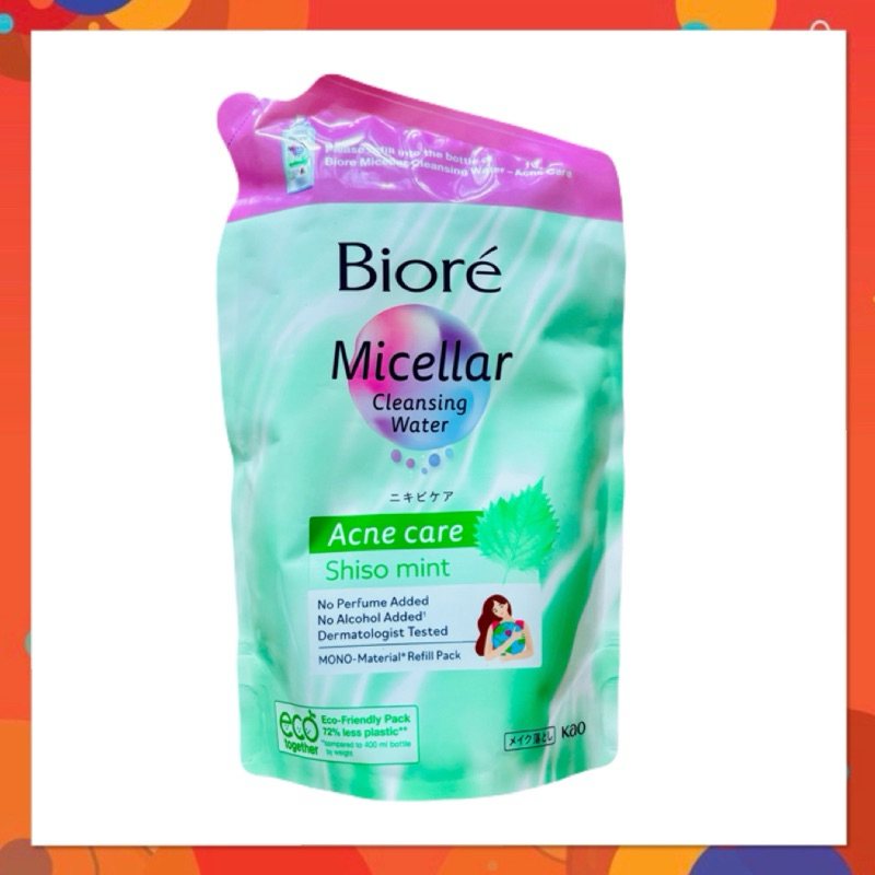 330 ml Biore บิโอเร ไมเซลล่า คลีนซิ่ง วอเตอร์ ถุงเติม Biore Micellar  Cleansing Water Acne Care เช็ด