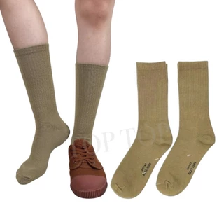 ถุงเท้าลูกเสือ แพ็ค12คู่/ 4คู่ ถุงเท้านักเรียน ขนาด Freesize 36-44ใส่ได้ ส่งในไทย ถุงเท้าสีกากี