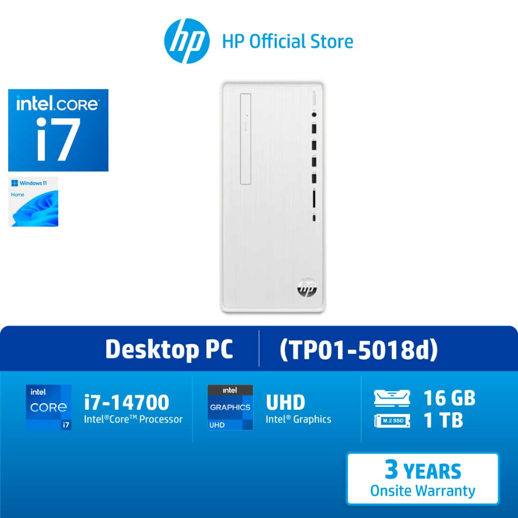 HP Pavilion Desktop TP01-5018d Intel® Core™ i7-14700 / Intel® UHD Graphics / 16GB/ 1TB/ Win11/ 3Yrs