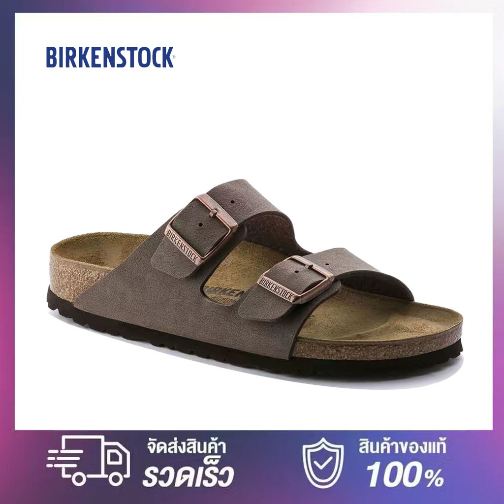 รองเท้าแตะ BIRKENSTOCK  Soft Sole ใหม่พร้อมหัวเข็มขัดกระดุมสองแถวฝ้าและพื้นผิวหนังกํามะหยี่ย้อนยุค