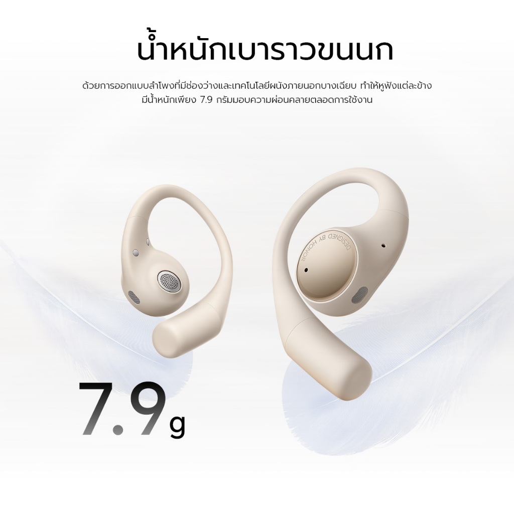 [New] HONOR Earbuds Open หูฟังไร้สาย | Bluetooth 5.2 | ใช้งานต่อเนื่องสูงสุด 22ชม. | น้ำหนักเบา 7.9 กรัม