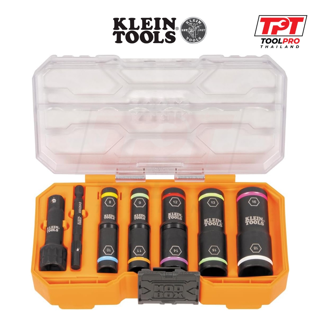 Klein Tools ชุดเครื่องมือ KNECT Flip-10 Heavy Duty Flip Impact Socket Set, Metric, 8-Piece (65619)