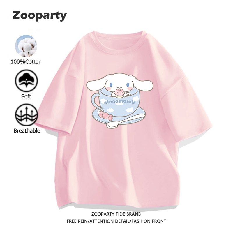 เสื้อยืด Sanrio Cinnamoroll ผ้าคอตตอน ผ้านุ่ม น่ารัก การ์ตูน เสื้อยืด sanrio สไตล์เกาหลี สวมใส่สบาย มี 9 สี พร้อมส่ง