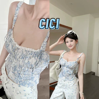 ส่งทันที Cici NO(J1768)เสื้อสายเดี่ยว detail กระดุมแต่งด้านหน้าสายไม่สามารถปรับได้มีแต่งลูกไม้เล็กๆมินิลูกคุณหนูลูกคุณใจ