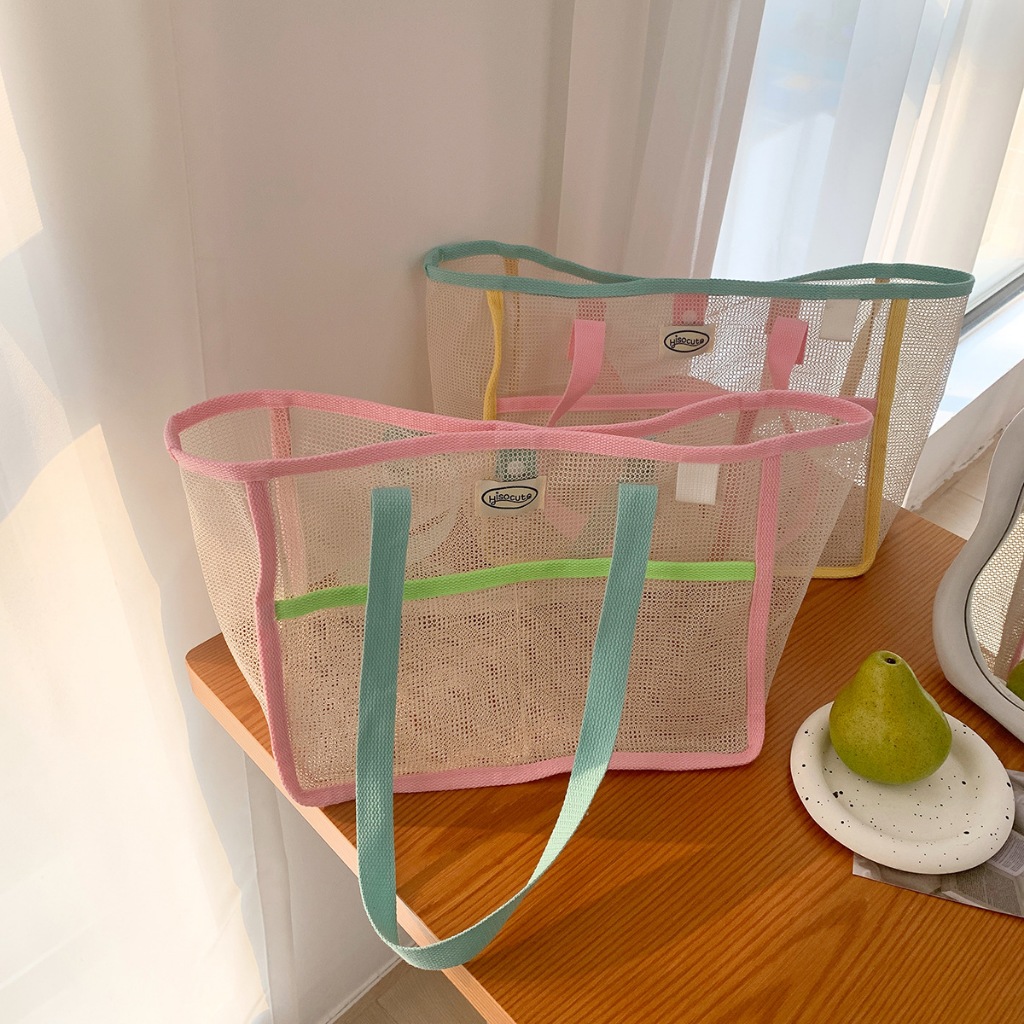 พร้อมส่ง🇹🇭 A070 กระเป๋าชายหาด แบบตาข่าย  กระเป๋า Canty tote กระเป๋าว่ายน้ำ กระเป๋าใส่ของแบบพกพา กระเป๋าช้อปปิ้ง
