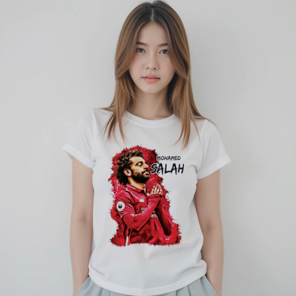 ส่งEMS สกรีนเสื้อ 77design เสื้อยืดลายลิเวอร์พูล salah ผ้าคัตตอนใส่ดี