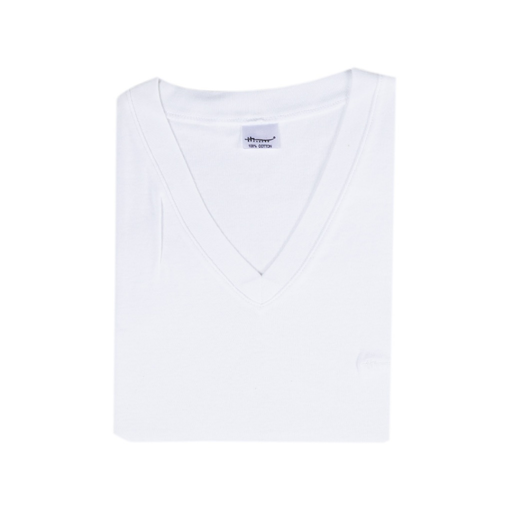 Hazard เสื้อยืดคอวีแขนสั้น ผ้า Cotton 100% สีขาว