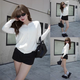 (ไม่ผลิตเพิ่ม)BEMYCHIC กางเกงขาสั้นหนังกลับ รุ่น Darling shorts