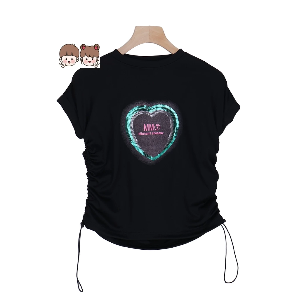 เสื้อยืดเด็กหญิง เสื้อผ้าแขนสั้น+กระโปรงยีนส์สั้น สำหรับฤดูร้อน พร้อมเชือกรูด สไตล์แฟชั่น พร้อมส่ง#T22000 thumbnail 9