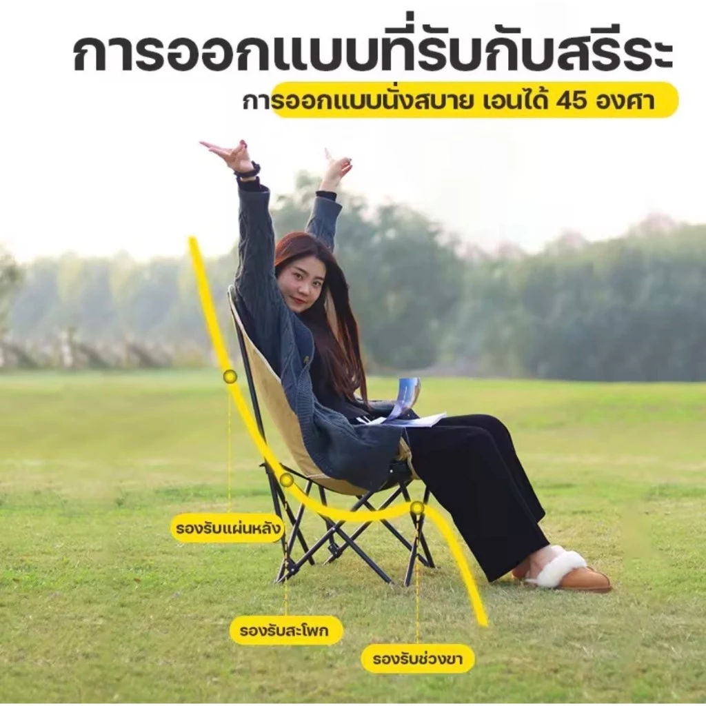 เก้าอี้หลังสูง 90cm แคมป์ปิ้ง พับได้ ผ้า Oxford 600D thumbnail 6