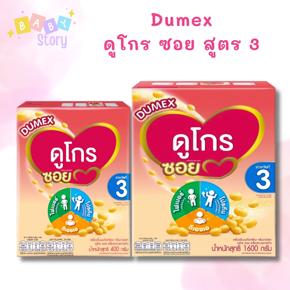 Dugro Soy ดูเม็กซ์ ดูโกร ซอย สูตร 3 (ขนาด 400/1600กรัม)
