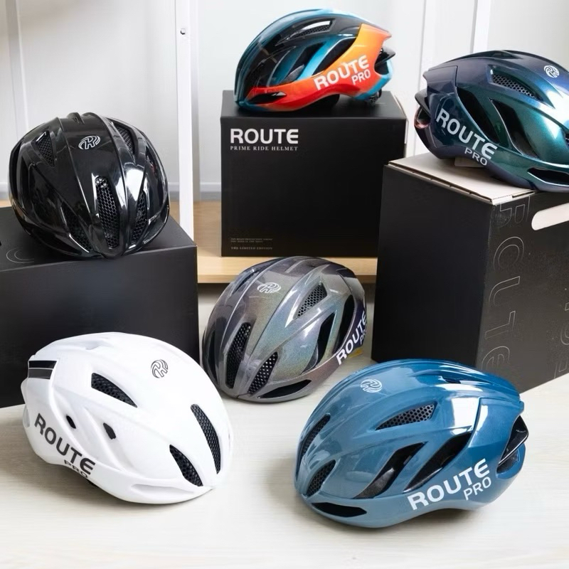 New!! Route Pro 2025 หมวกมาตรฐานความปลอดภัยยุโรป สวมใส่สบาย ระบบล็อคแม่เหล็ก FidLock ฟองน้ำ Ionic+ ป