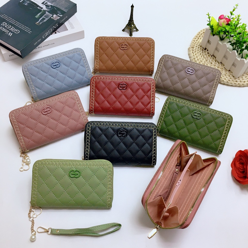 M54#กระเป๋าสตางค์ใบกลาง ใส่บัตรได้4ช่อง 📌วัสดุหนังPU รุ่นใหม่มีสายคล้องมือทุกใบค่ะ