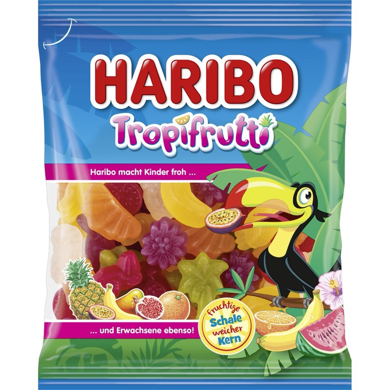 Haribo Tropifrutti 175g Tropical fruit-shaped gummies ฮาริโบ โทรพิฟรุตตี้ เยลลี่รูปผลไม้เมืองร้อน