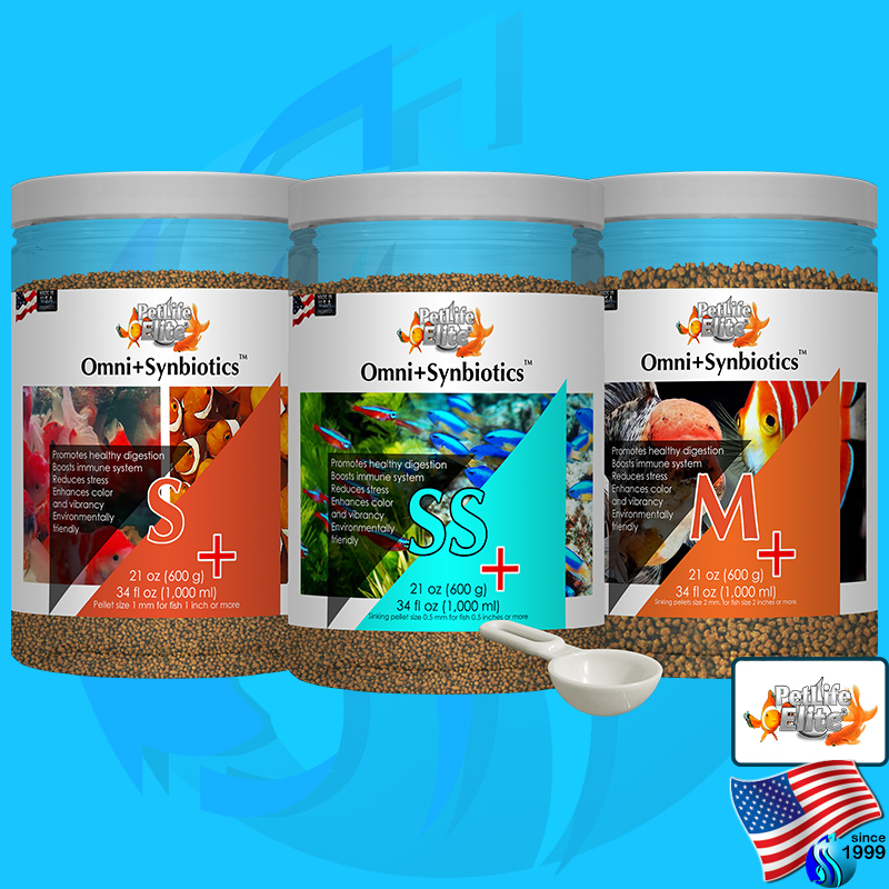 PetLifeElite Omni+Synbiotics อาหารปลา fish food probiotic prebiotic synbiotic ทุกชนิด ปลากินเนื้อ ปลากินพืช S M omnivor