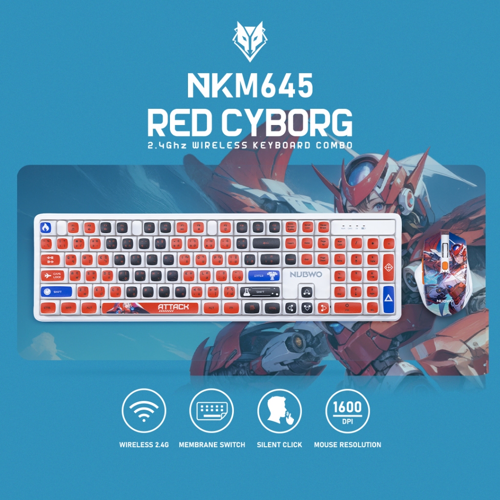 Nubwo NKM-645/NP643 Mouse Pad/Keyboard+Mouse Wireless Rubber Dome Switch แป้นพิมพ์ชุดเมาส์คีย์บอร์ดไ