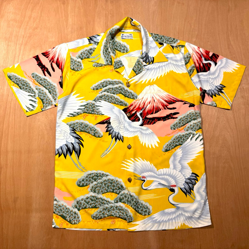 Style Hawaii - นกกระเรียน ft.ภูเขาไฟฟูจิ(เหลือง) Rayon