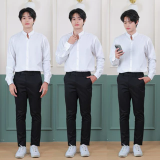 🎊กางเกงสแลคผู้ชายกางเกงนักศึกษา/ใส่ทำงาน(ผ้ากำมะดิน)มีขากระบอก,ขาเดฟ”สีดำ-สีกรม”
