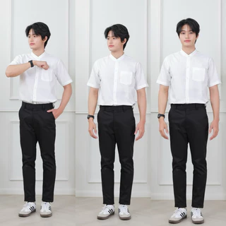 🎊กางเกงสแลคผู้ชายกางเกงนักศึกษา/ใส่ทำงาน(ผ้ากำมะดิน)มีขากระบอก,ขาเดฟ”สีดำ-สีกรม”