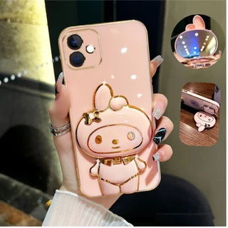 เคส สำหรับ Samsung A07 A08 A06 4G/5G A05 A04 A03 เมโลดี้ กระจก ขาตั้ง หมุนได้ 360 องศา ฝาหลัง แบบนิ่ม น่ารัก กันกระแทก