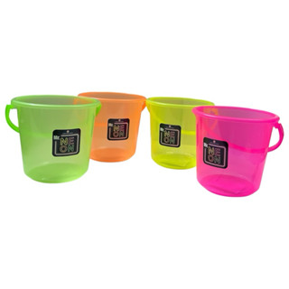 (12ใบ) ถังน้ำพลาสติก สีนีออน ถังน้ำแข็ง ขนาดบรรจุ 1.5ลิตร