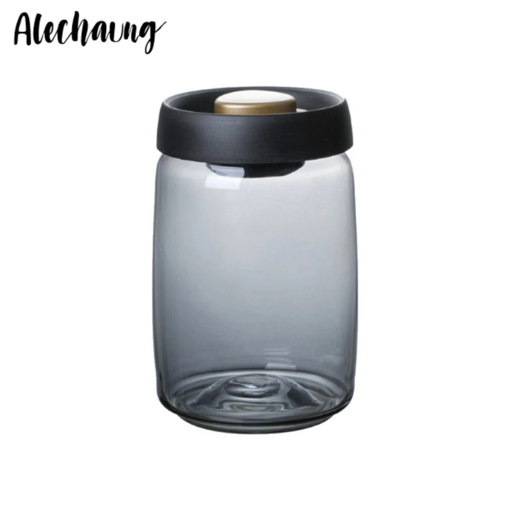 โหลกันความชื้น โหลเก็บเมล็ดกาแฟ Glass Coffee Canister โหลแก้วฝาปั๊มไล่อากาศ กันความชื้น Alechaung coffee