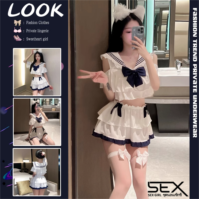 Sexy Girl Cosplay ชุดนักเรียนชุดนักเรียน  การตกแต่งโบว์ สวมใส่สบาย สดชื่นและน่ารัก.