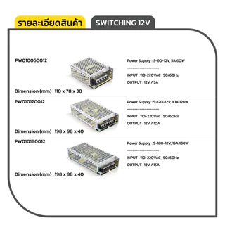 ENRICH หม้อแปลง สวิซชิ่งพาวเวอร์ซัพพลาย Power Supply รุ่น Switching 12V - 24V อุปกรณ์แปลงไฟ