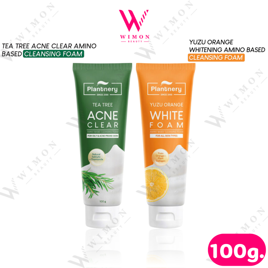 Plantnery Tea Tree Acne/Yuzu Orange 100g. แพลนท์เนอรี่ ที ทรี แอคเน่/ยูซุ ออเร้นจ์ อะมิโน เบส คลีนซิ่ง โฟม