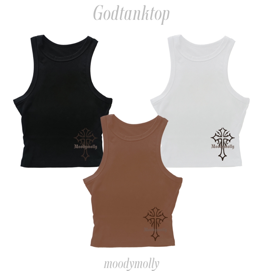 (moodymolly) เสื้อกล้าม Tanktop gothic style ลายกางเขน สุดเท่