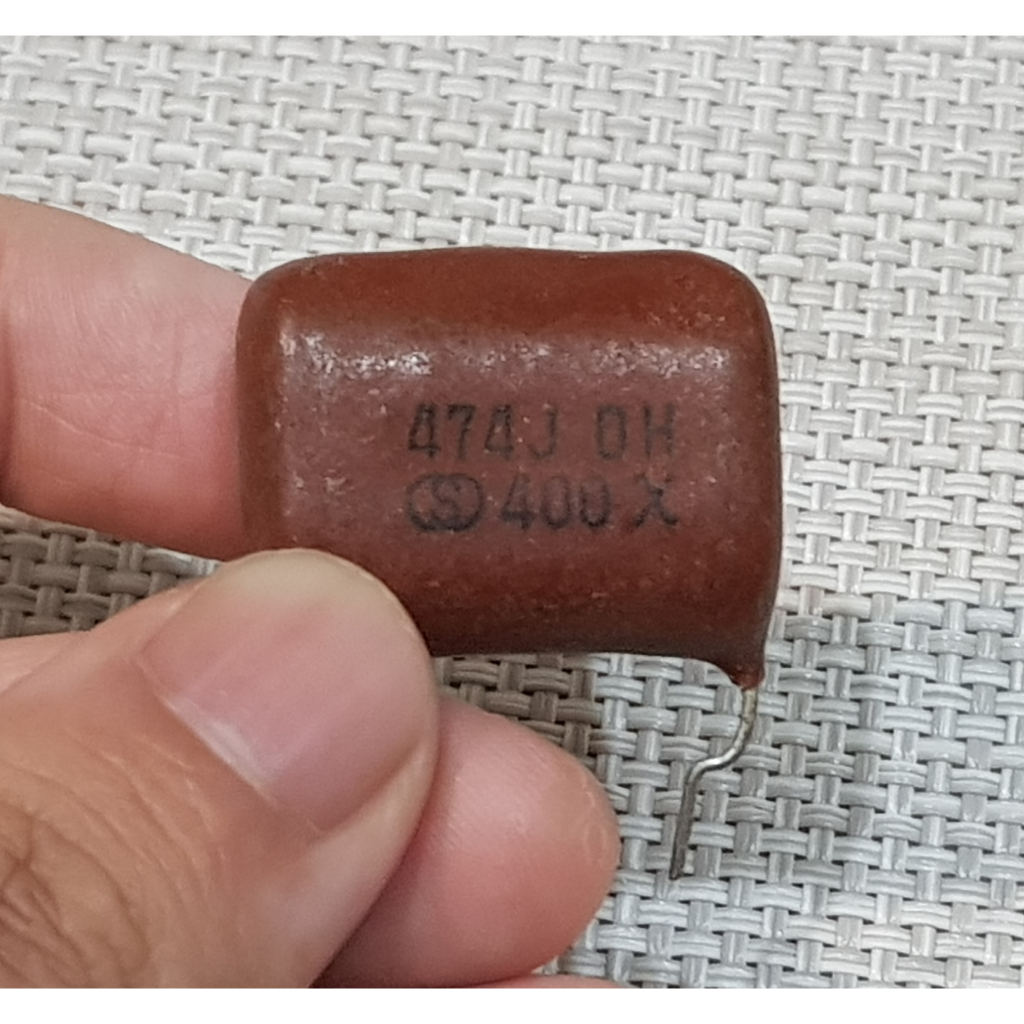 Polyester Capacitor คาปาซิเตอร์ ค่า 0.47 uf/ 400 V. (474J/ 400x) ของใหม่เก่าเก็บจากแดนปลาดิบ ขนาด 2 