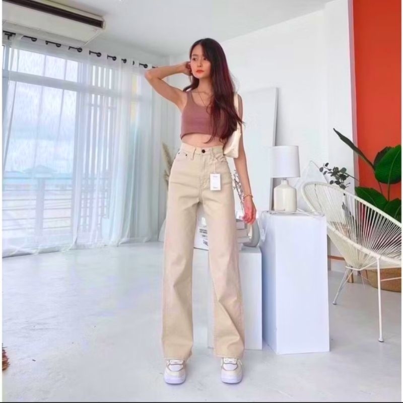 กางเกงยีนส์ chu5kg สีครีม ไซส์M