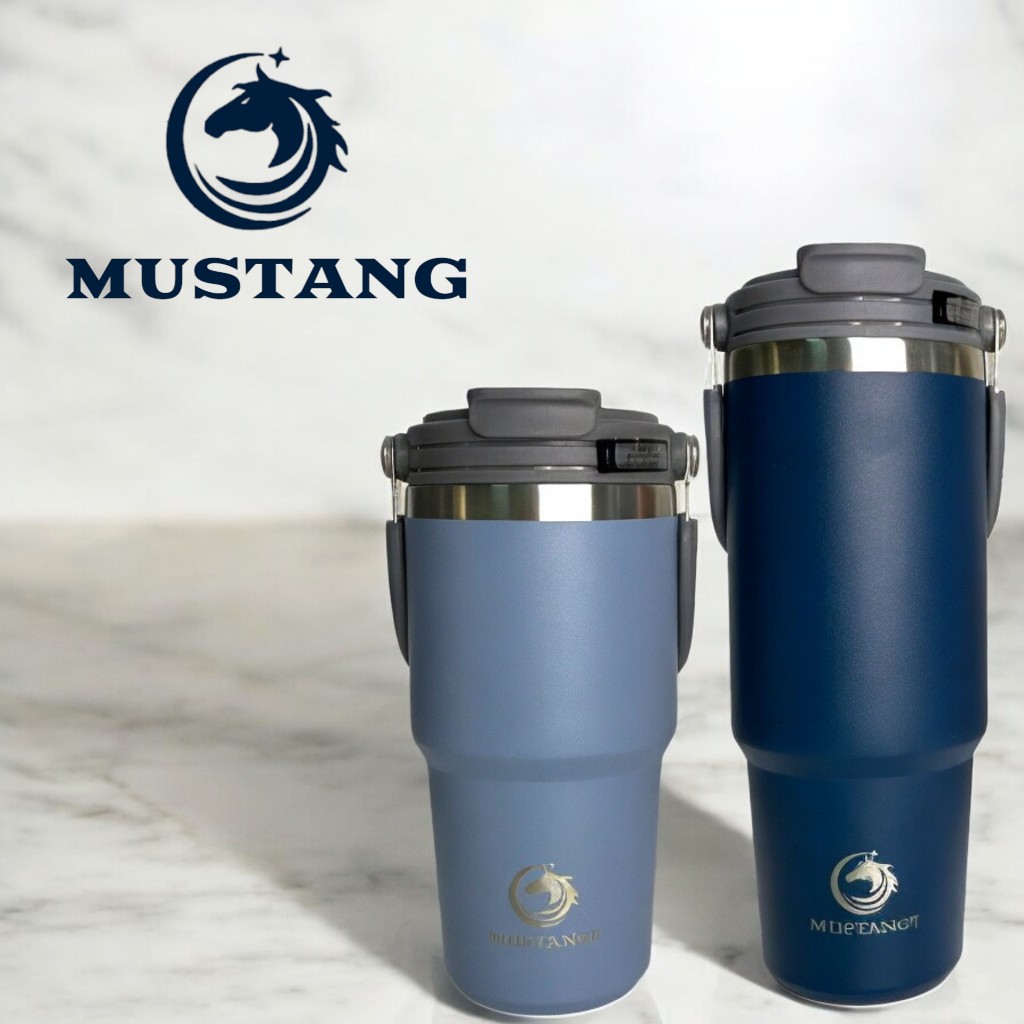 MUSTANG แก้วน้ำสแตนเลสพร้อมฝามีหูหิ้ว เก็บน้ำและเครื่องดื่มได้ทั้งร้อนและเย็น 5 ขนาด 10 สี ตัวแก้ว SUS 304