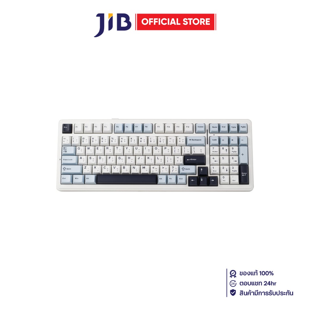 WIRELESS KEYBOARD (คีย์บอร์ดไร้สาย) AULA F99 GRAY WOOD SWITCH V3 RGB EN/TH - WHITE-BLUE-BLACK PURPLE