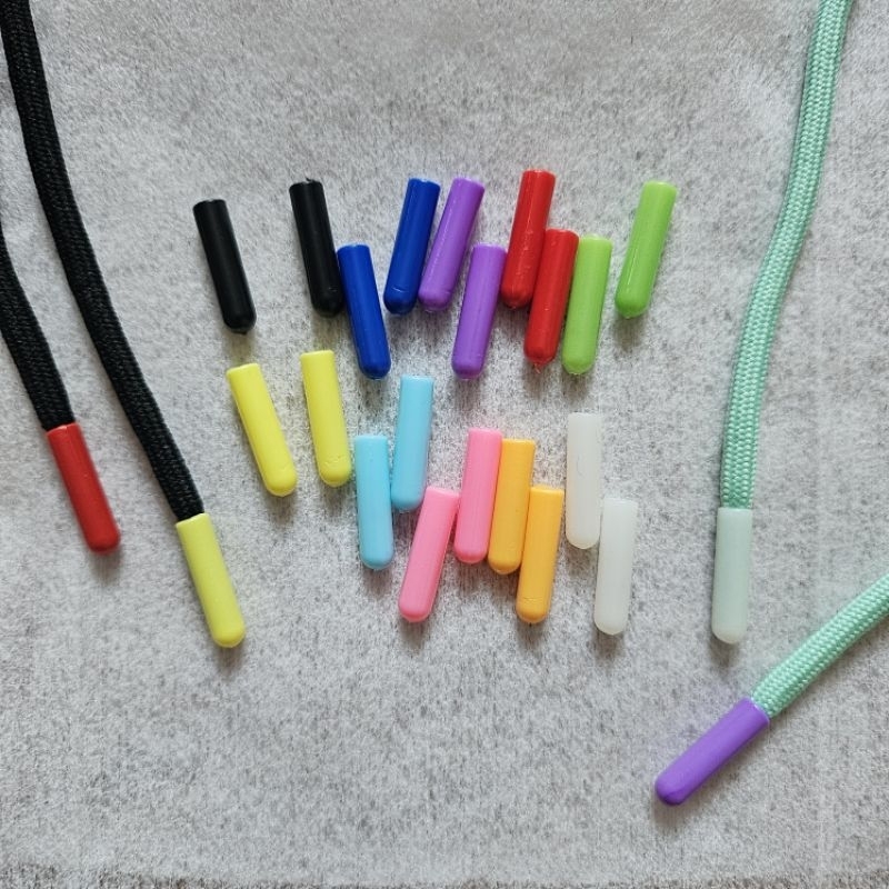 ตัวเก็บปลายเชือกทรงกระบอกแบบสี แพค 10ชิ้น
