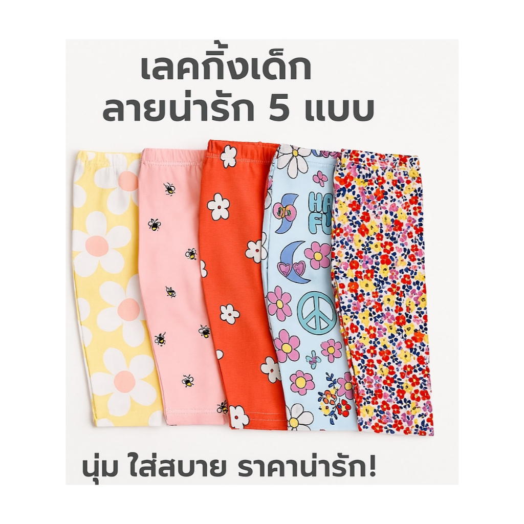 เสื้อผ้าเด็ก เลคกิ้งเด็ก  ขนาดเด็ก 6m-7y กางเกงลาย สีหวานๆ ผ้าคอตตอนนุ่ม