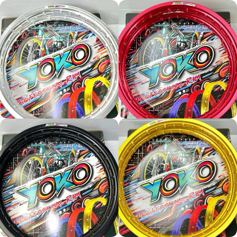 ล้อโยโก Yoko ขนาด 1.4-17,1.2-17 จำนวน 1คู่ ล้อมีเนียม ล้อแต่ง มีสีแดง สีทอง สีม่วง สีเขียว สีน้ำเงิน สีเงิน สีดำ