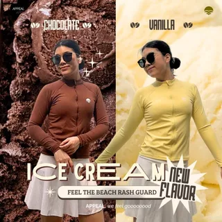 ☀️APPEAL🌊 เสื้อว่ายน้ำผู้หญิง Feel the Beach Rashguard เสื้อว่ายน้ำแขนยาว เสื้อว่ายน้ำกันUV มีซิป มีซับใน มีฟองน้ำ P080