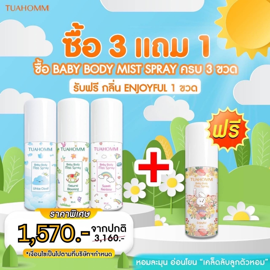 3แถม1 ตัวหอม TUAHOMM Official BODYMISTSPRAY เคล็ดลับลูกตัวหอม ผลิตภัณฑ์ระงับกลิ่นกายนาน12ชม.