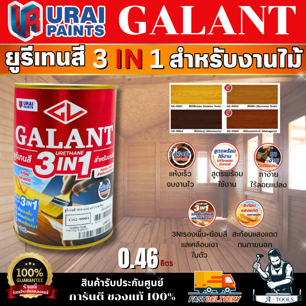 Galant 3in1 กาแลนท์ ยูรีเทนสี 3in1 0.46ลิตร GM-9800/GG-9901/GG-9003/GG-9904/GG-9909 สำหรับงานไม้ทุกชนิด *ของแท้*