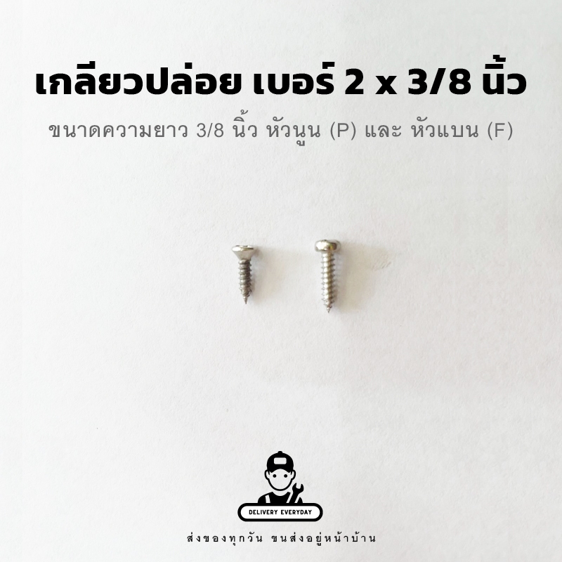สกรู ตะปูควง เกลียวปล่อยเล็ก เบอร์ 2 ความยาว 3/8 นิ้ว หัวนูน หัวแบน TPC