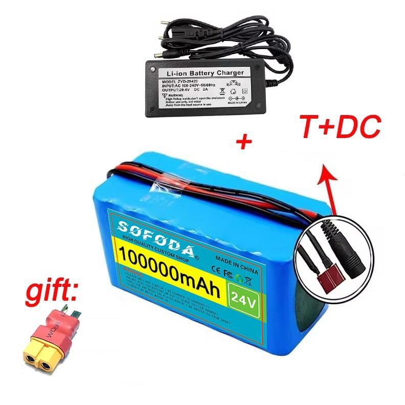 แบตเตอรี่ลิเธียม  24V 30AH/48AH/100AH  แบต 1000W  E-bike 29.4V BMS + charger แบตเตอรี่ไอออนแท้ Batte