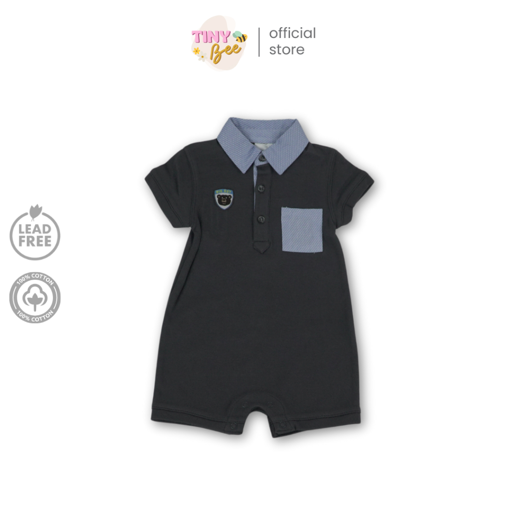 TinyBee ชุดหมีเด็กผู้ชาย รอมเปอร์น่ารัก ชุดหมีสั้น ชุดเด็กแรกเกิด ผ้าฝ้าย ลายหมี อายุ 3-24 เดือน