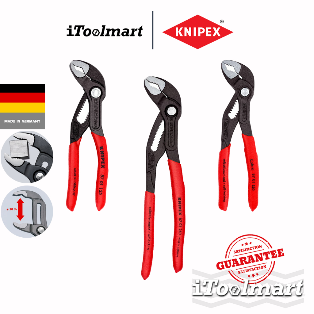 KNIPEX คีมคอม้า คอบบร้า (ด้ามพลาสติก) 87 01 XXX SB (KNIPEX Cobra®)