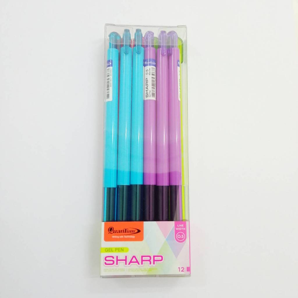 (12 ด้าม) ปากกาเจล Quantum Sharp 0.5 มม. หมึกน้ำเงิน ตัวด้ามพลาสติก