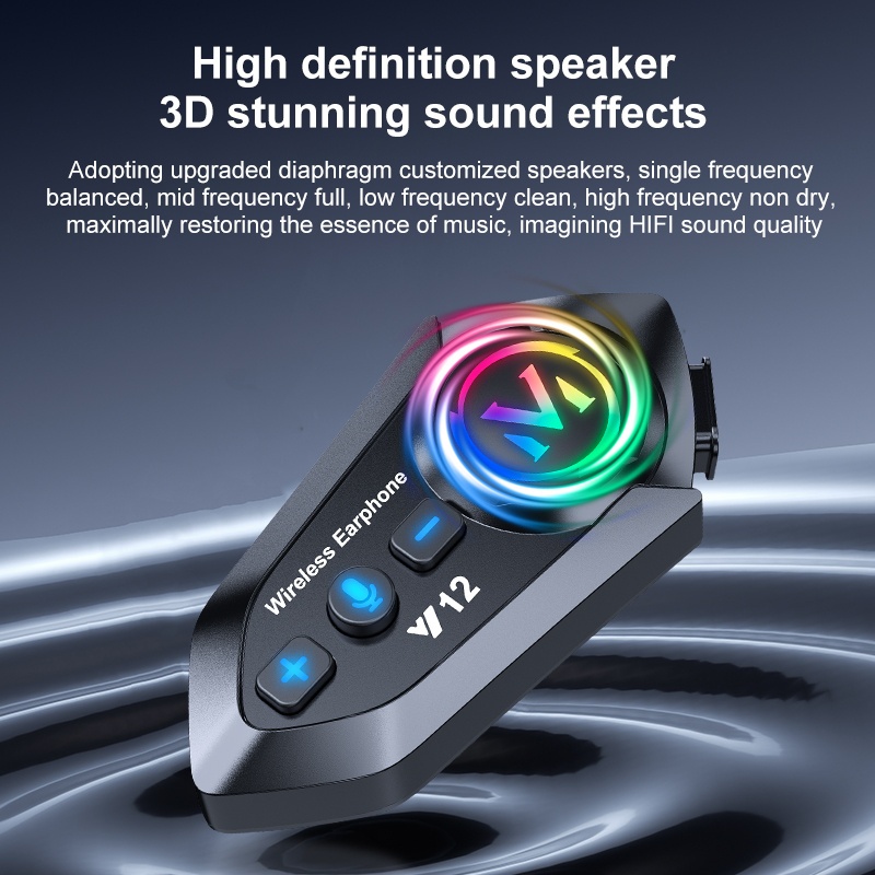 Y12 หมวกกันน็อคบลูทูธ บลูทูธ 5.3 กันน้ํา IP67 แฮนด์ฟรี อินเตอร์คอม ชุดหูฟังหมวกกันน็อค สำหรับหมวกกันน็อ